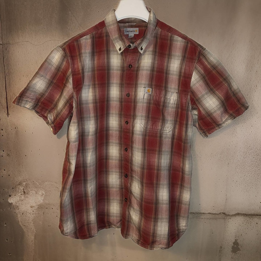 Carhartt Relaxed Fit Button Up Short Sleeve Plaid Shirt Men’s - 2XL